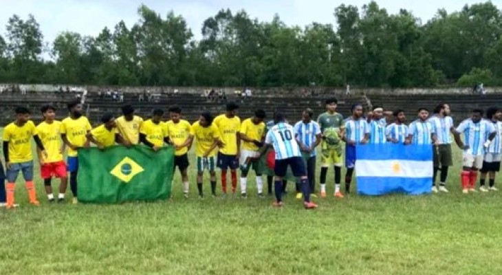 মৌলভীবাজারে প্রীতি ফুটবল ম্যাচে ব্রাজিলকে হারালো আর্জেন্টিনা